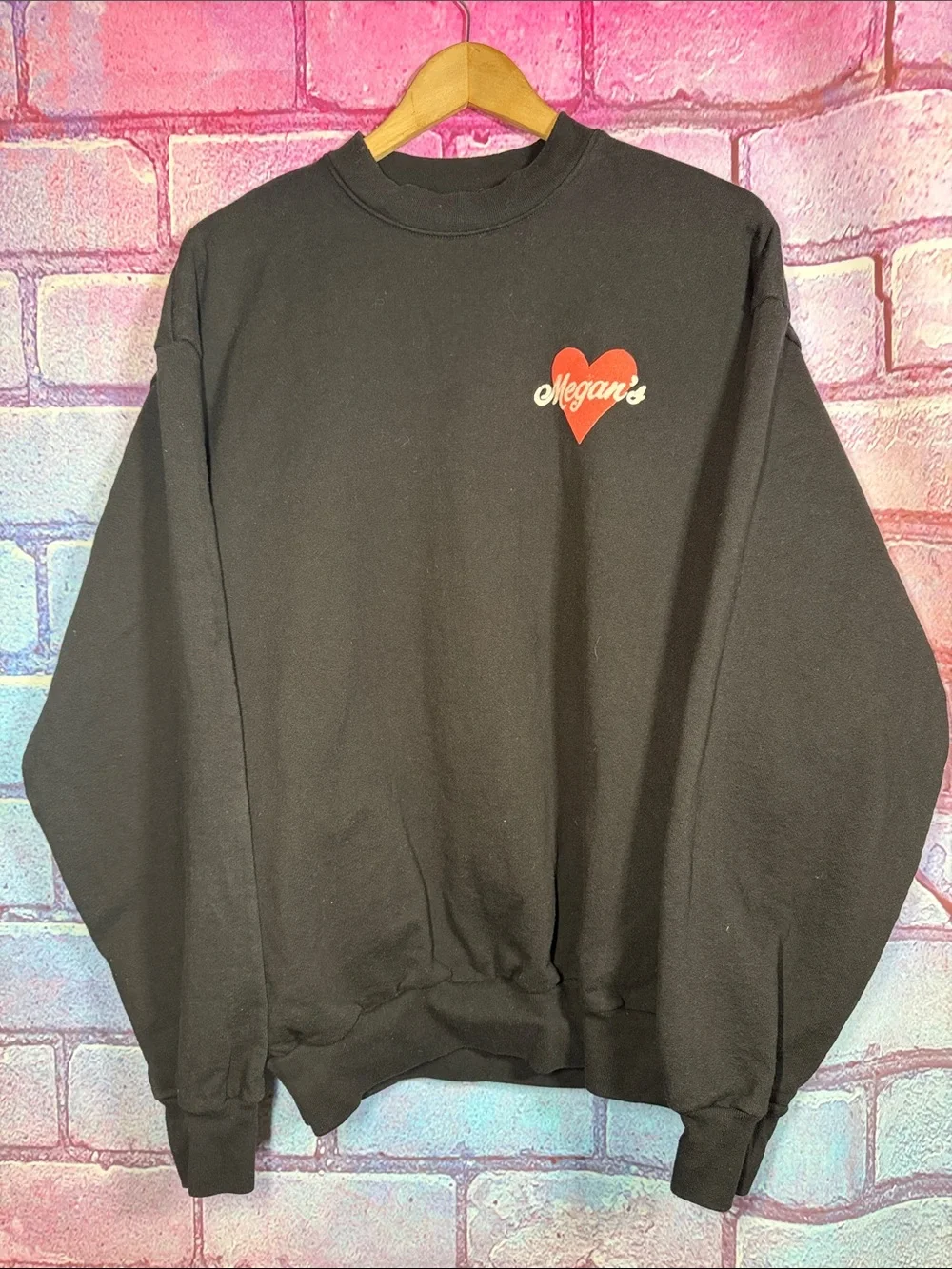 Megan’s Freshly Baked Black L Crewneck Sweatshirt Peace Sign Cannabis Graphic